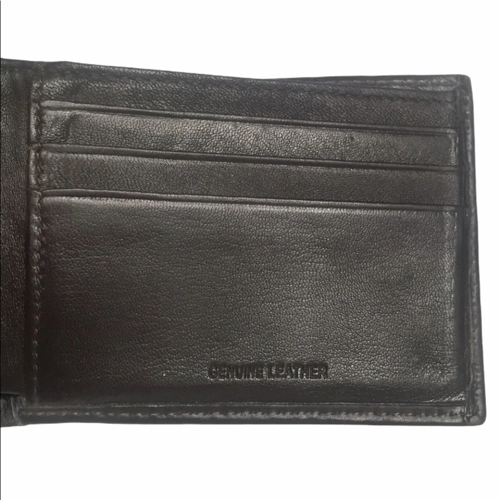 PERRY ELLIS Portfolio Bifold Wallet Genuine Leather Black